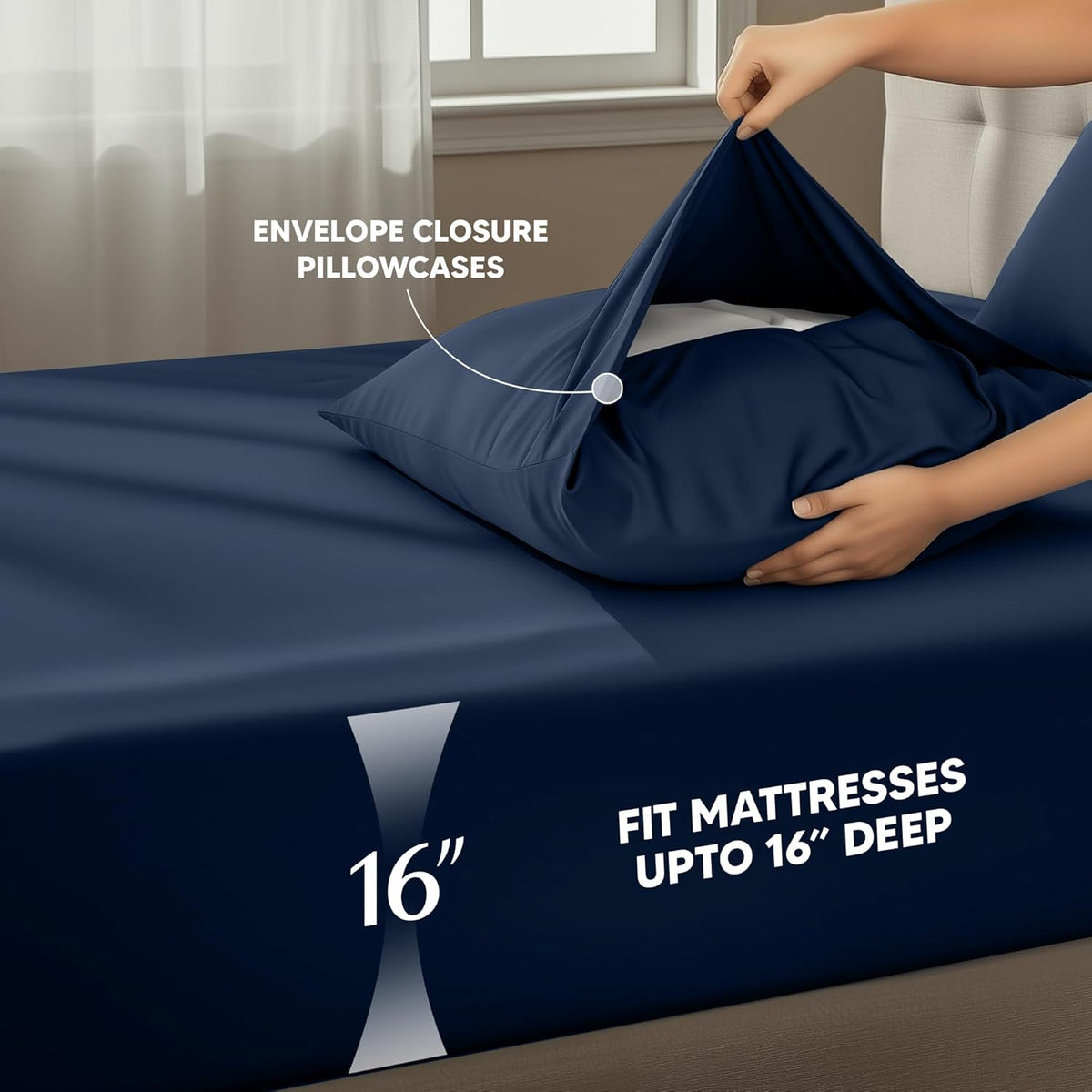 Utopia Bedding Queen Size Sheet Set - Soft & Breathable 4-Piece Microfiber in Navy | Oeko-Tex Certified