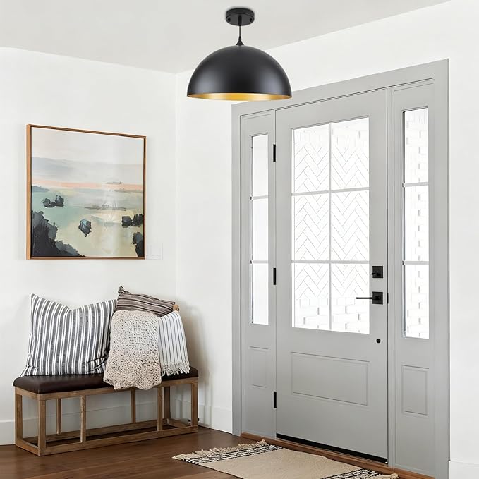 Black Large Pendant Light 2 Packs,19.7inches, Kitchen Pendant Lighting, Oversized Modern Pendant Lights, Farmhouse Pendant Lighting, Pendant Light for Bedroom, Kitchen Island