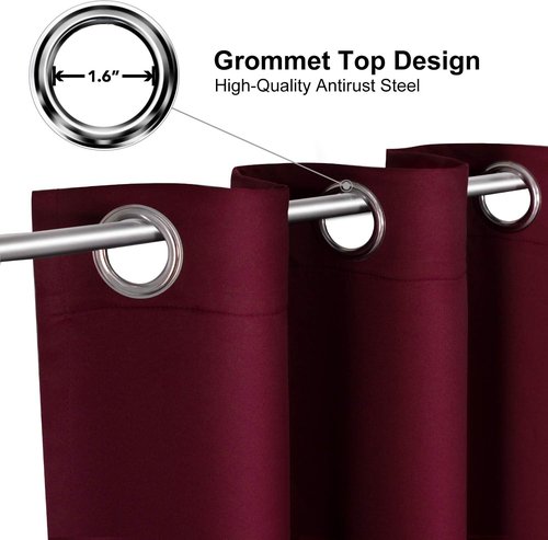 ChrisDowa Small Window Curtains - Grommet Thermal Insulated Room Darkening Panels, Burgundy Red, 42 x 36 Inch