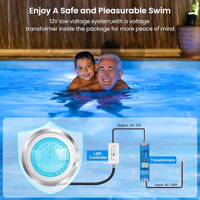 10 Inch Led Pool Lights for Inground Pool, 16 Million RGB Multicolor 12V DC Inground Pool Light, App & Remote Controller, 50 feet Cord,304 Stainless Steel,IP68, Perfect for Pool Parties, Pesorts