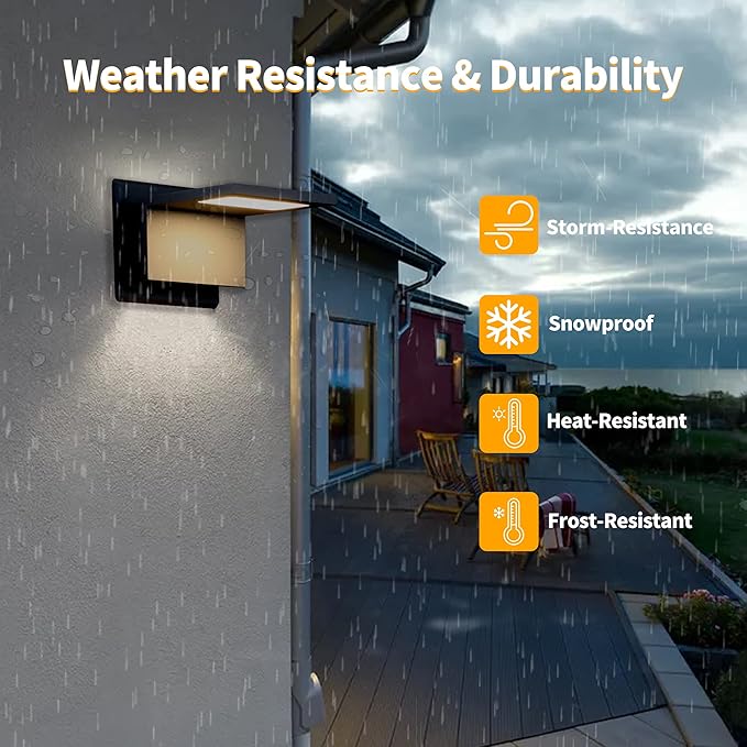 Wall Light Outdoor LED Wall Mount Lamp Black Modern Wall Mount Sconce Lantern Fixture for Porch Front Door Garden Yard Patio IP54 Waterproof 10W 680Lm 3000K