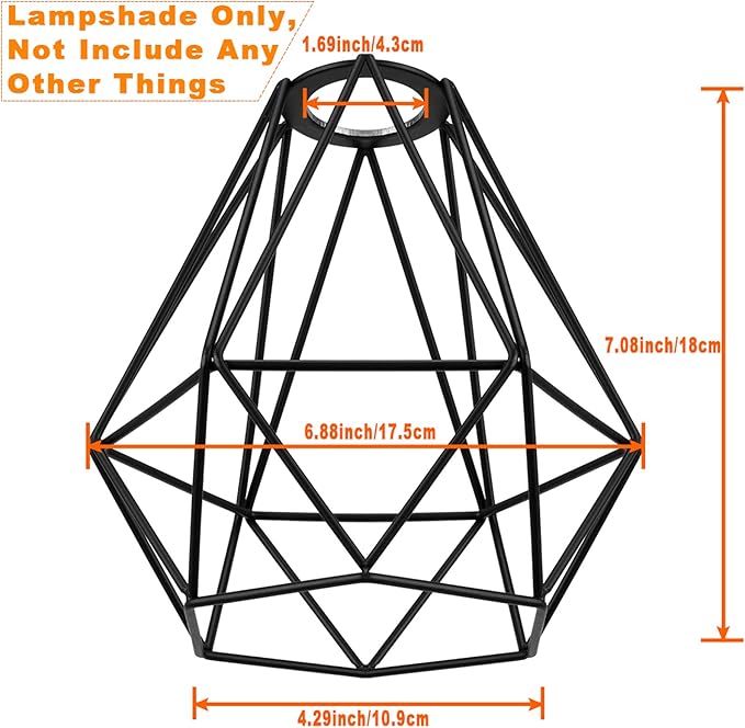 EE Eleven Master Lighting Metal Cage Lampshade for Pendant Light Cord Kit Vintage Lamp Holders Hanging Lighting Cord Fixture Farmhouse Bedroom Dining Room Decoration (3 Packs/Lamp Shape)