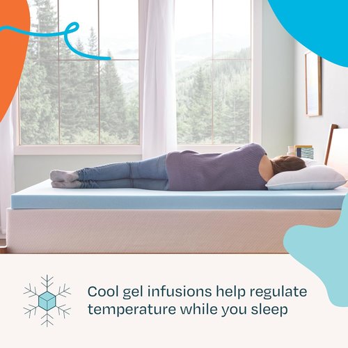 Linenspa King Size Memory Foam Mattress Topper - 3 Inch Gel-Infused for Cooling Comfort & Pressure Relief - CertiPUR Certified