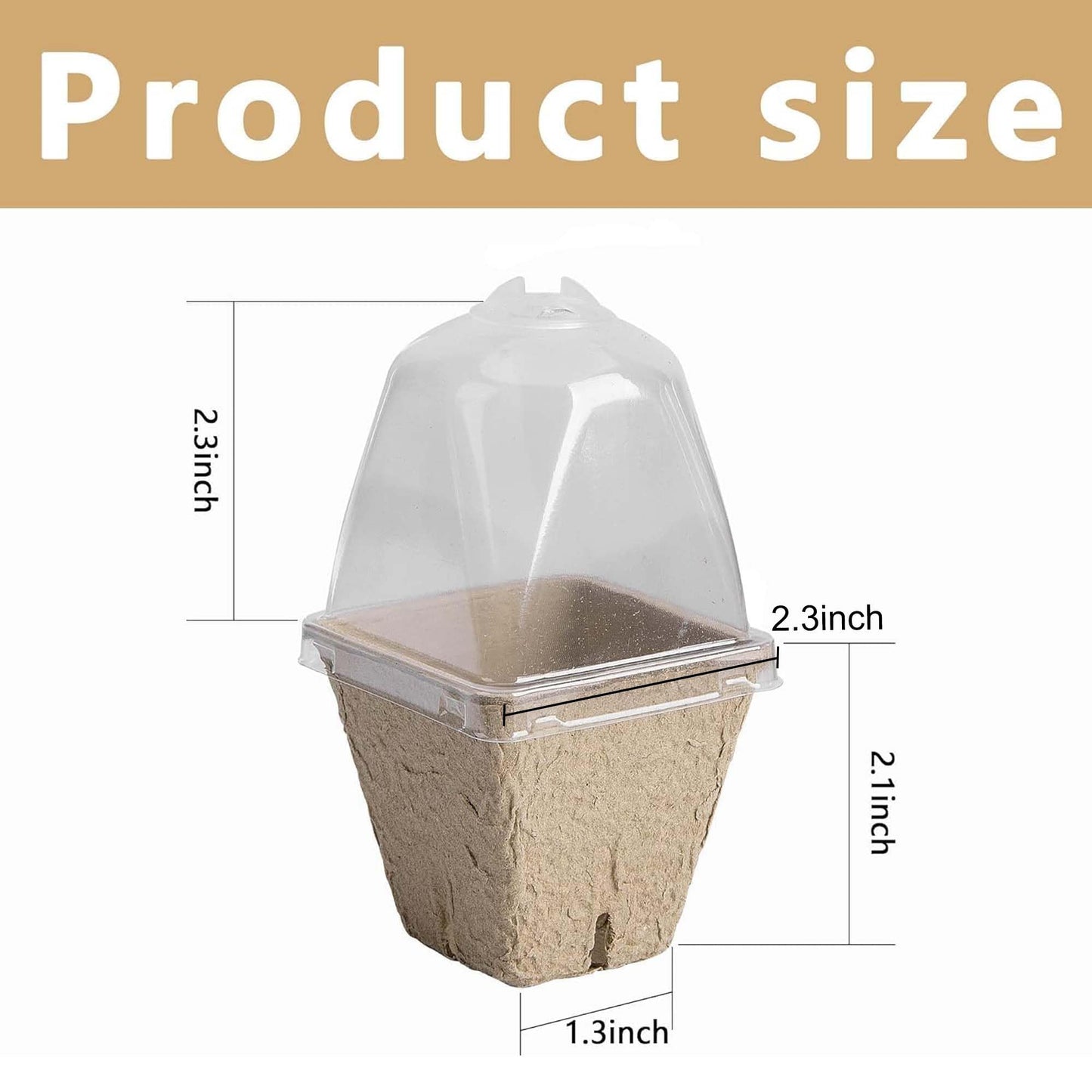 PURPLE STAR 1N 20 Pcs Biodegradable Nursery Pots with Humidity Dome- 2.3 Inch Square Seeding Starter Pot for Planting- Peat Pots for Seedlings Garden Vegetable Flower Germination
