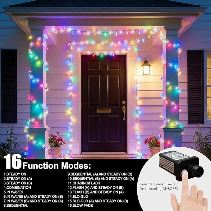 LAMPHOME 33ft 100 LED Easter String Lights Plug in, Multicolor Pastel 16 Modes Twinkle Fairy Lights,Waterproof Outdoor String Lights for Easter Tree Indoor Outdoor Spring Decorations
