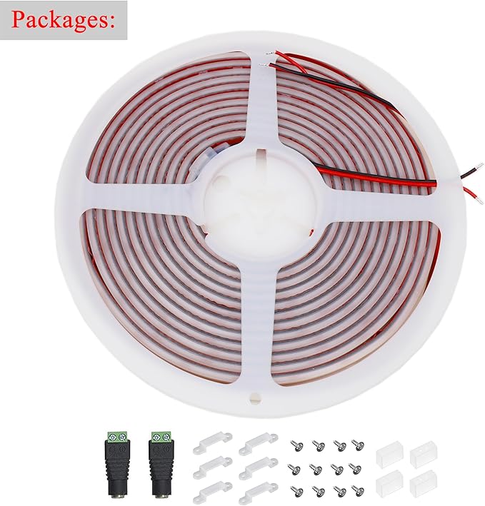COB LED Strip Lights Pink 480LEDs/m DC12V 16.4ft/5m Waterproof IP67 High Density LED Rope Lights for Outdoor Cabinets Desks Party DIY Decor