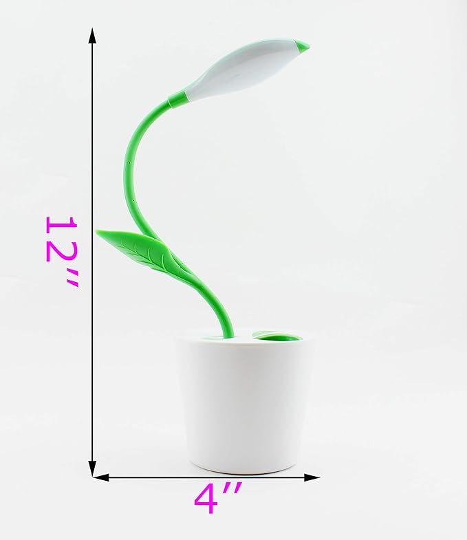 LED Desk Lamp Eye-Caring Nightlight Pea Sprout Table Lamp Touch Control with 3 Brightness Levels Light Home Décor, with Storage Space Pen Holder