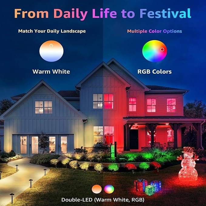 Halloween Christmas Spotlight Outdoor Color Changing Landscape Spotlights,12W RGBW LED Outdoor Spot Lights for Yard Garden Decor,Waterproof 110V Plug in Landscape Lighting with Remote,6 Packs