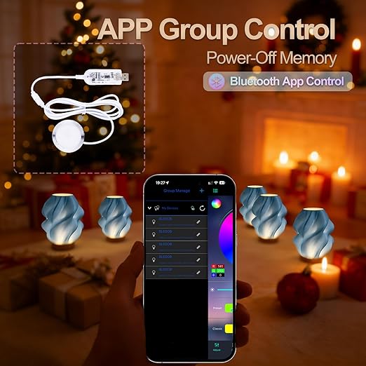 5Pack LED Lamp Kit 001 App Control for Bambu Lab 3D Printing, USB RGB LED Round Light with APP Cluster Control, DIY Lamp Making Kit for Craft Projects, Music Sync, 16M Colors, Memory Function (5)