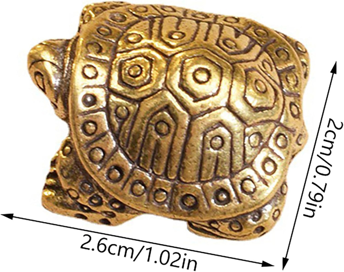 Skiennix Antique Solid Brass Turtle Ornament - Longevity Sculpture for Home & Office Decor