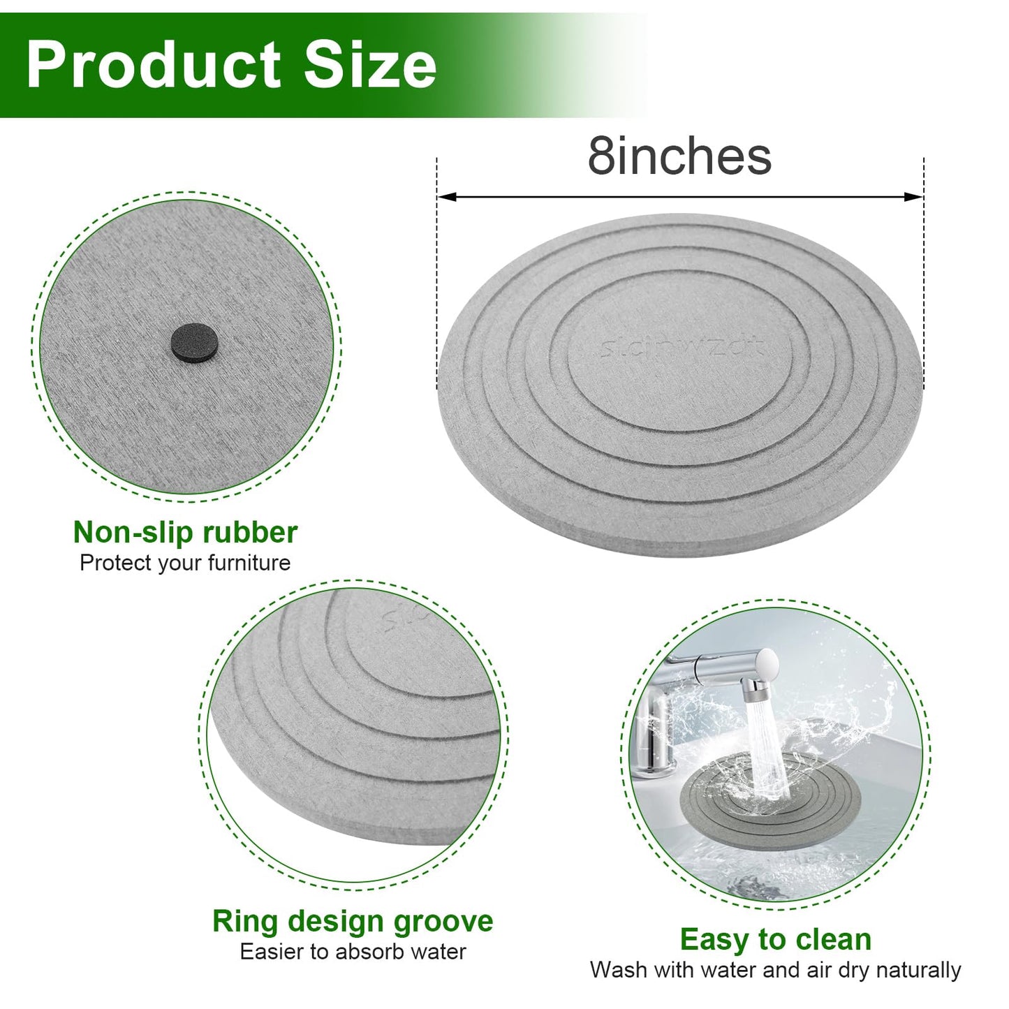 2 Pack of 8 Inch Plant Saucers for Indoors, Diatomaceous Earth Plant Trays for Indoors No Holes, Plant Trays for Pots, Stone Quick Drying Tray Plant Plates to Catch Water Indoor Plants and Absorbent