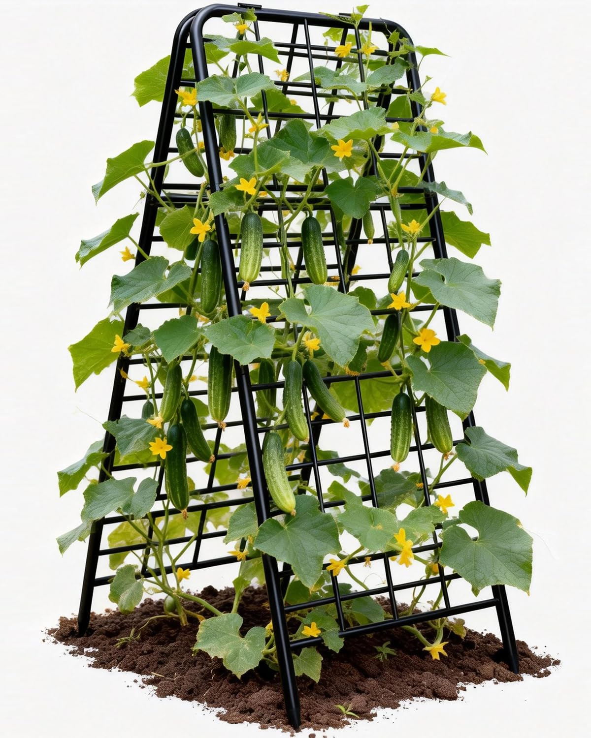 Joyhalo Heavy Duty Adjustable A-Frame Cucumber Trellis for Climbing Plants, 50.4"x17" All-Metal Garden Trellis with Dense Grid Climbing Frame for Raised Beds, Tomatoes, Cucumbers & Outdoor Vines