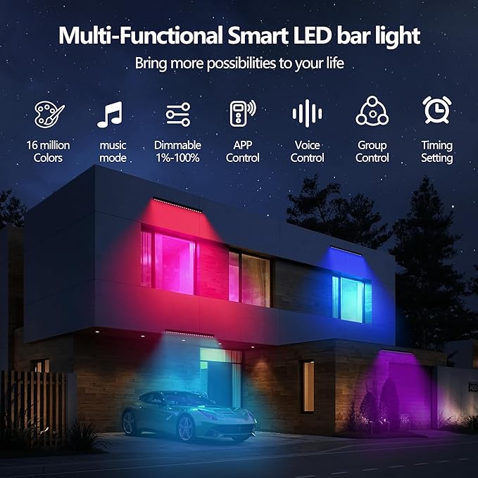 Smart LED Linear Wall Washer Light, 40 Inch Bluetooth Multi-Mount Pendant Light Versatility Hanging Fixtures, RGBCW 180W Dimmable Chandelier for Wall Washing, Adjustable Heigh