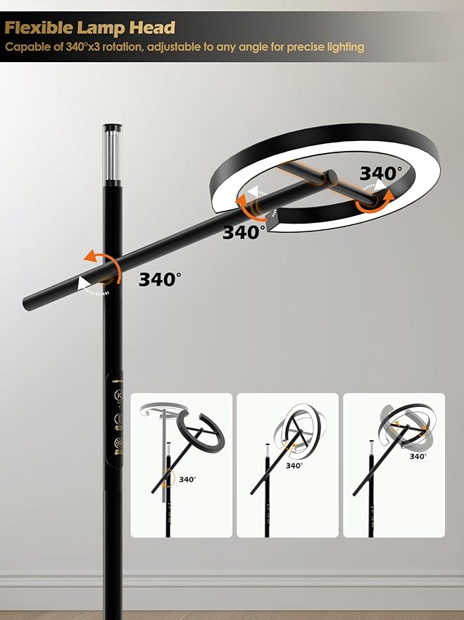 10000 Lux Light Therapy Lamp, LED UV-Free Sunlight Lamp, Smart Floor Lamp with Remote & App Control, Stepless Adjustable Brightness & Color Temps, Happy Lamp Light Therapy, Full Spectrum Sun Lamp