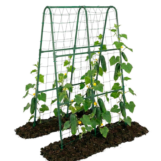 Cucumber Trellis for Raised Bed, Garden Trellis for Climbing Plants Outdoor, Metal Arch Trellis U-Shape Vegetables Support for Tomotoes Grape Vines Beans Peas (Green, 31.5" L x 24" W x 48" H)