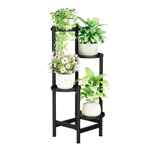 Furshus Metal Plant Stand for Indoor Outdoor,Corner Tall Plant Shelf for Multiple Plants,4 Tier Heavy Duty Flower Pot Holder,Display Rack for Patio Garden Balcony Living Room Bedroom