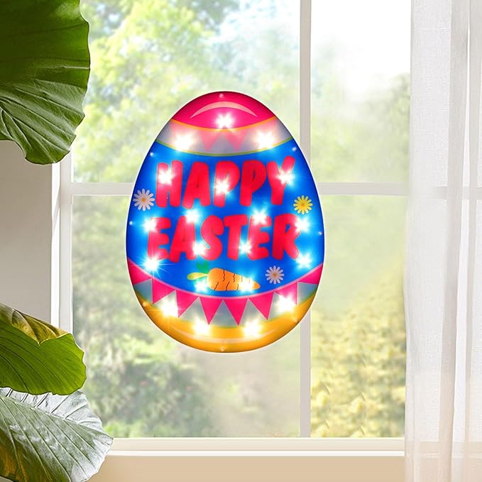 LAMPHOME Light Up Easter Eggs Waterproof Indoor Outdoor String Lights for Easter Window Decoration, Party, Garden