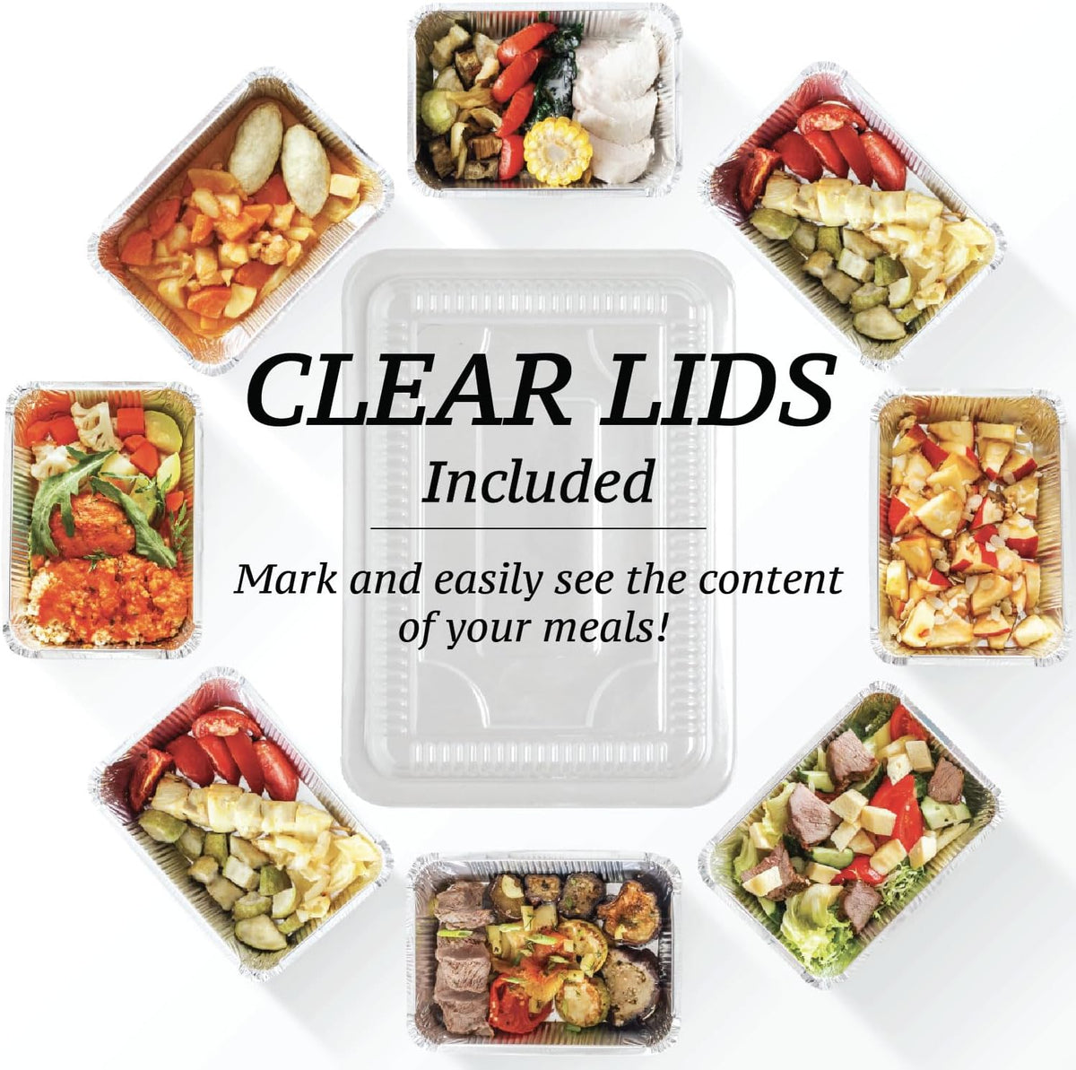Regine Switzerland Aluminum Containers - 2.25LB Disposable Foil Pans with Lids | 55 Count, 8.5"x6" for Takeout & Food Storage