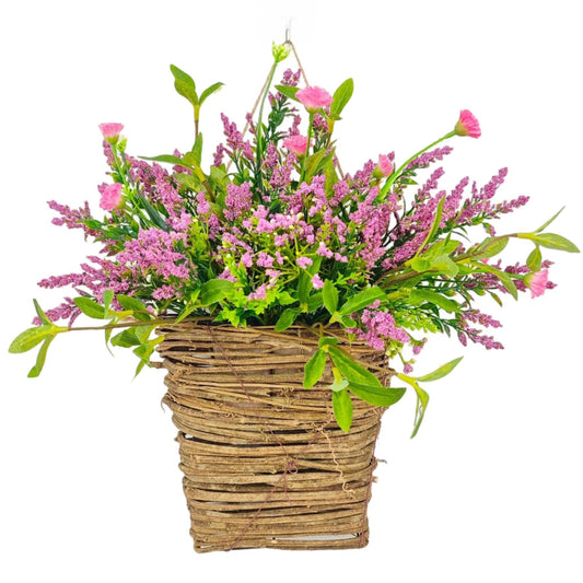 Generic Floral Basket Wreath, 13.8 X 8.7 in Spring Hydrangea Decor for Indoor & Outdoor