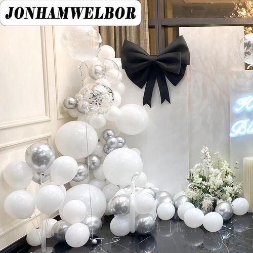 Jonhamwelbor White Balloons - 12-Inch Matte Latex Helium Balloons | 100-Pack for Weddings, Birthdays & Baby Showers