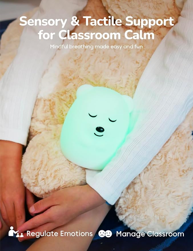 Breathing Pal 'Ted'- Mindfulness Breathing Light, Guided Visual Meditation Breathing Light, Anxiety Relief Items for Calm Down Corner/Meditation/Sleep for Adult&Kid