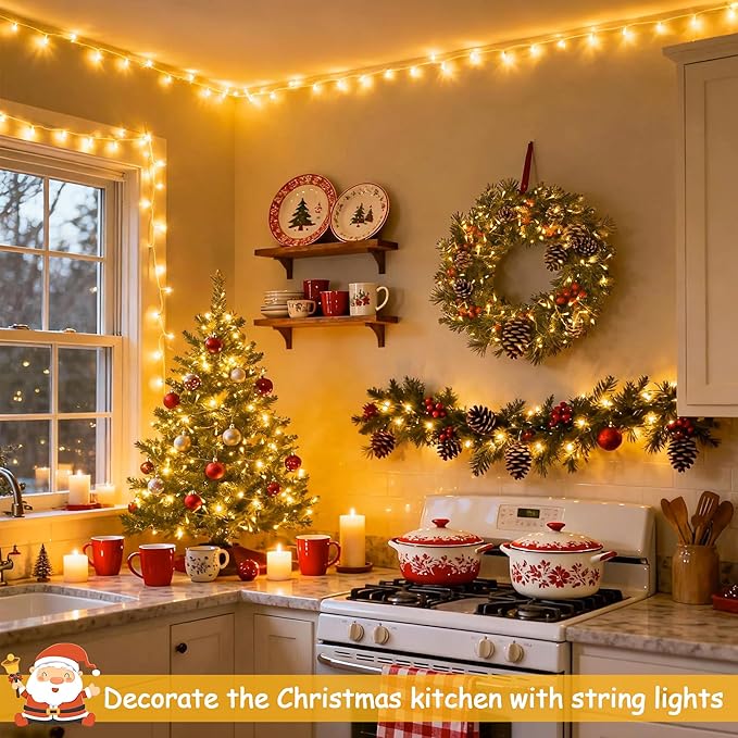 JMEXSUSS 500 LED Warm White Christmas Lights Indoor Outdoor, 163ft Clear Wire Plug-in String Lights Bedroom, 8 Modes Remote Control Christmas Tree Light for Bedroom Tree Classroom