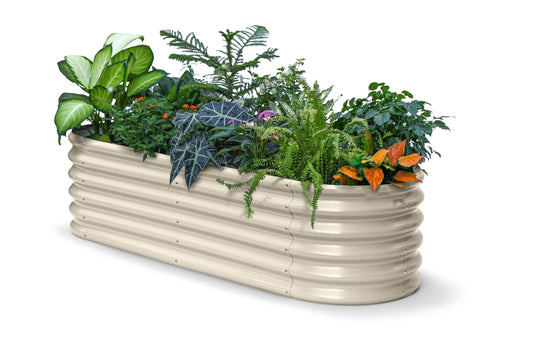 Annoell 6x2x1.5 ft Galvanized Raised Garden Bed, 18" Tall Metal Raised Planters for Outdoor Plants, Vegetables, Herbs, Above Ground Raised Garden Bed Kit for Small Space Gardening - Sand Beige