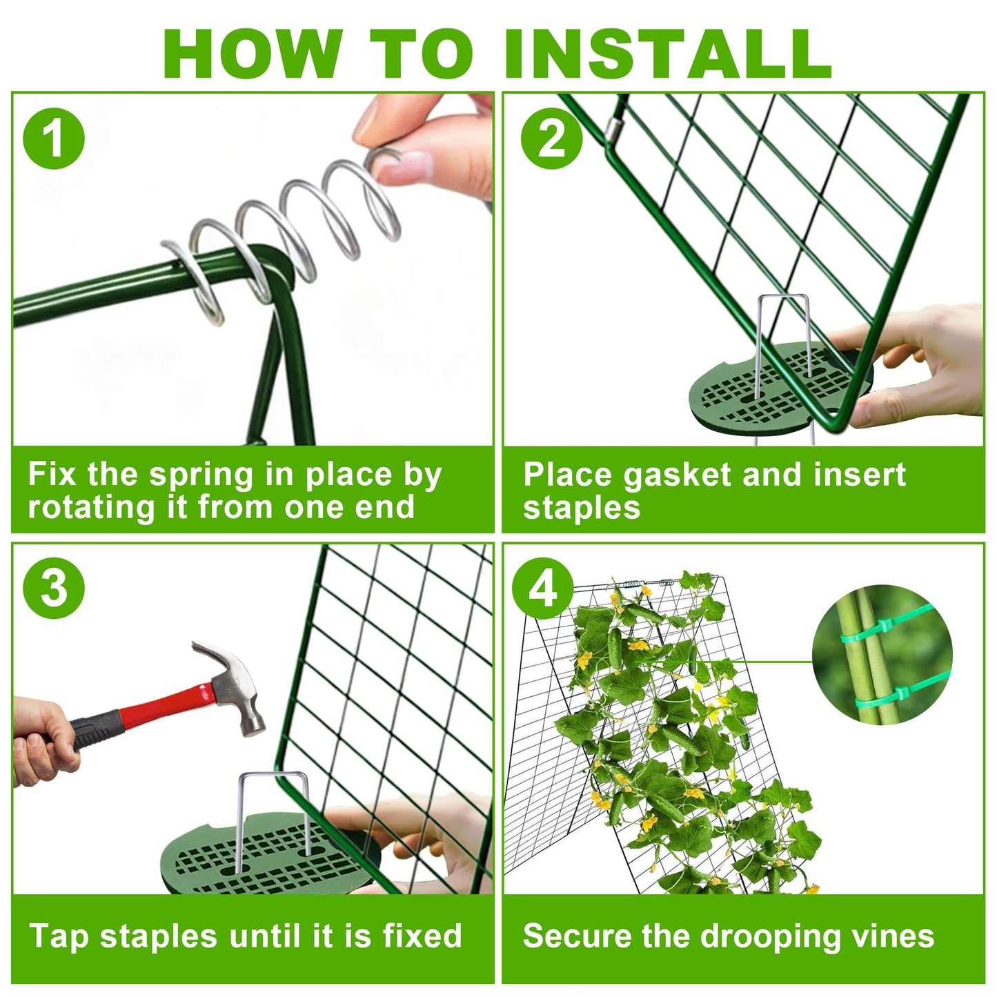 Cosbur 48" L x 34" W Cucumber Trellis for Raised Bed, A Frame Trellis, Vegetable Trellis with Garden Stakes and Zip Ties for Climbing Plants, Cucumber, Flowers