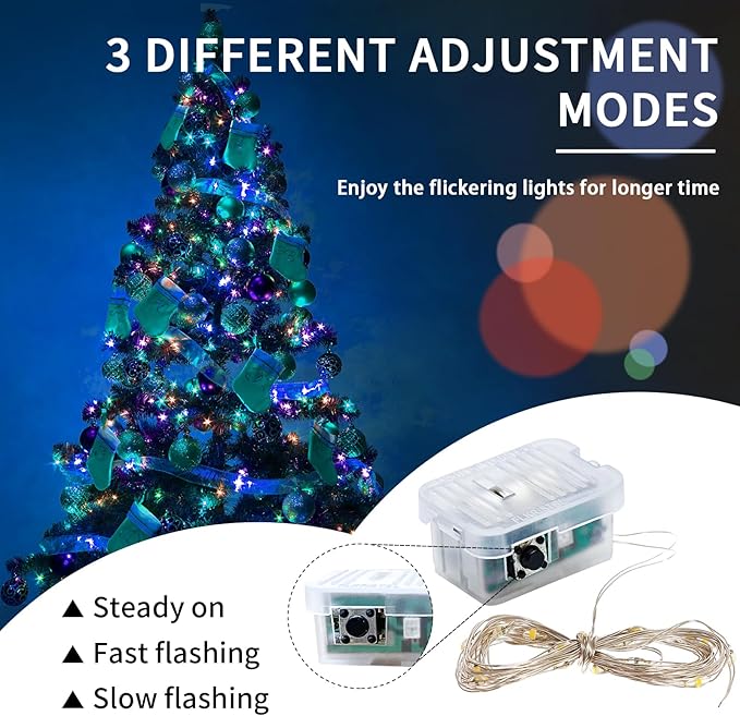Fairy Lights 7Ft 20 LED Twinkle String Lights 3 Modes Battery Operated Waterproof Firefly Starry for Mason Jar Party Wedding Easter Valentines Day Table Centerpieces(Rainbow-Pastel,100 Pack)