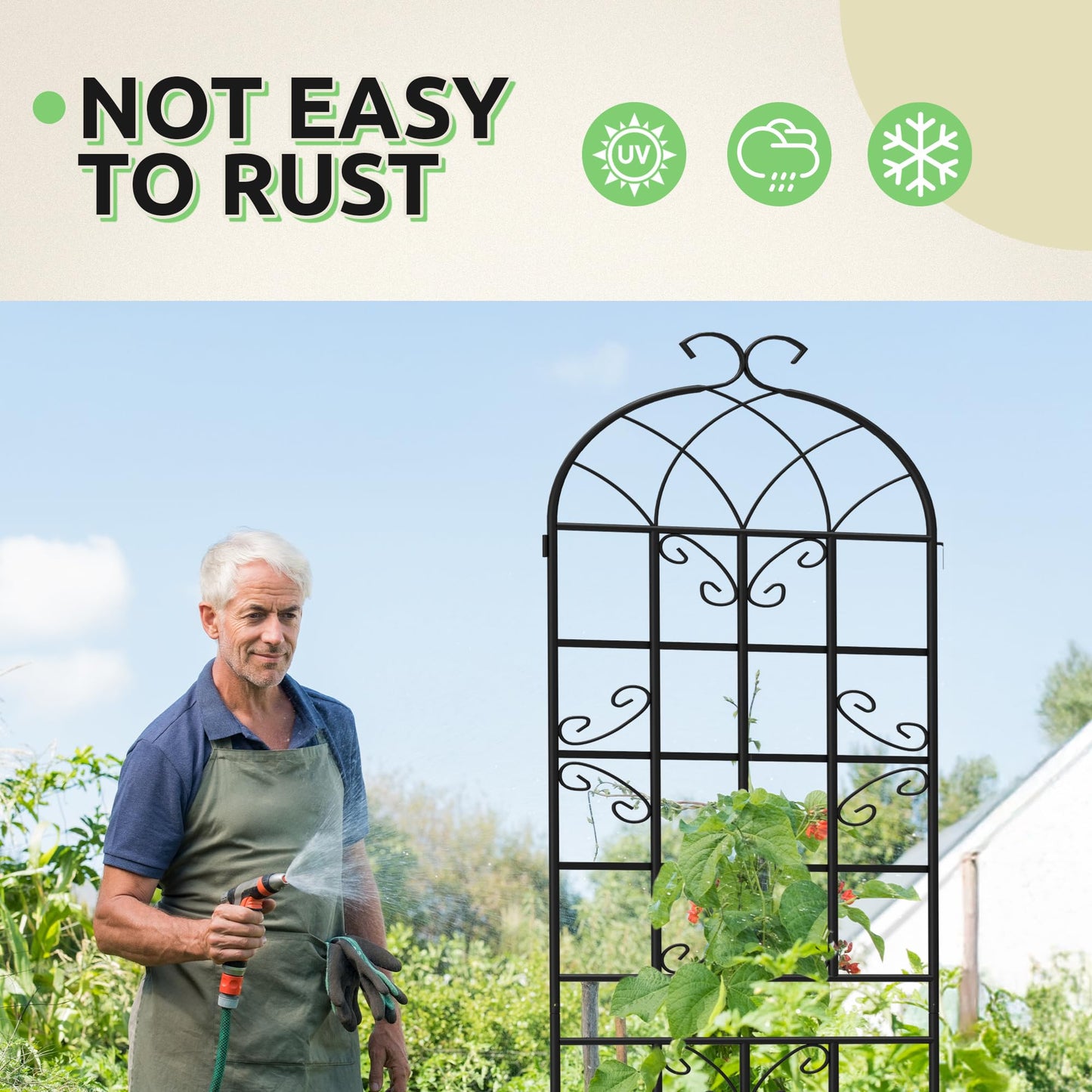 Ultym 2 Pack 87x20in Garden Trellises, Butterfly Black Metal Coated Rustproof Trellis for Climbing Plants Outdoor, Roses, Vegetables, Vines, Cucumbers