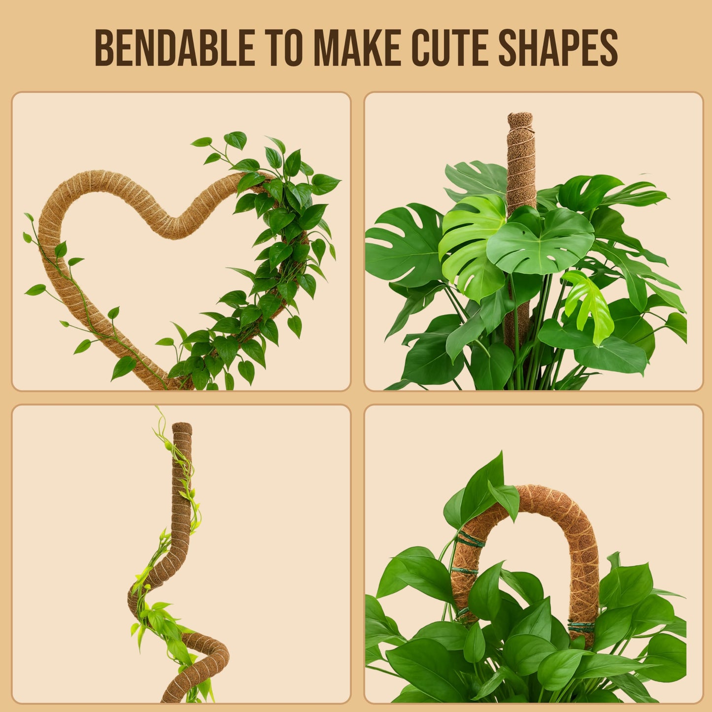 Craft911 Moss Pole Monstera Plant Support – 2 Pack 48” Bendable Moss Pole Monstera Plant Support, Plant Stakes for Indoor Plants, Tall Plant Sticks Support for Climbing Plants