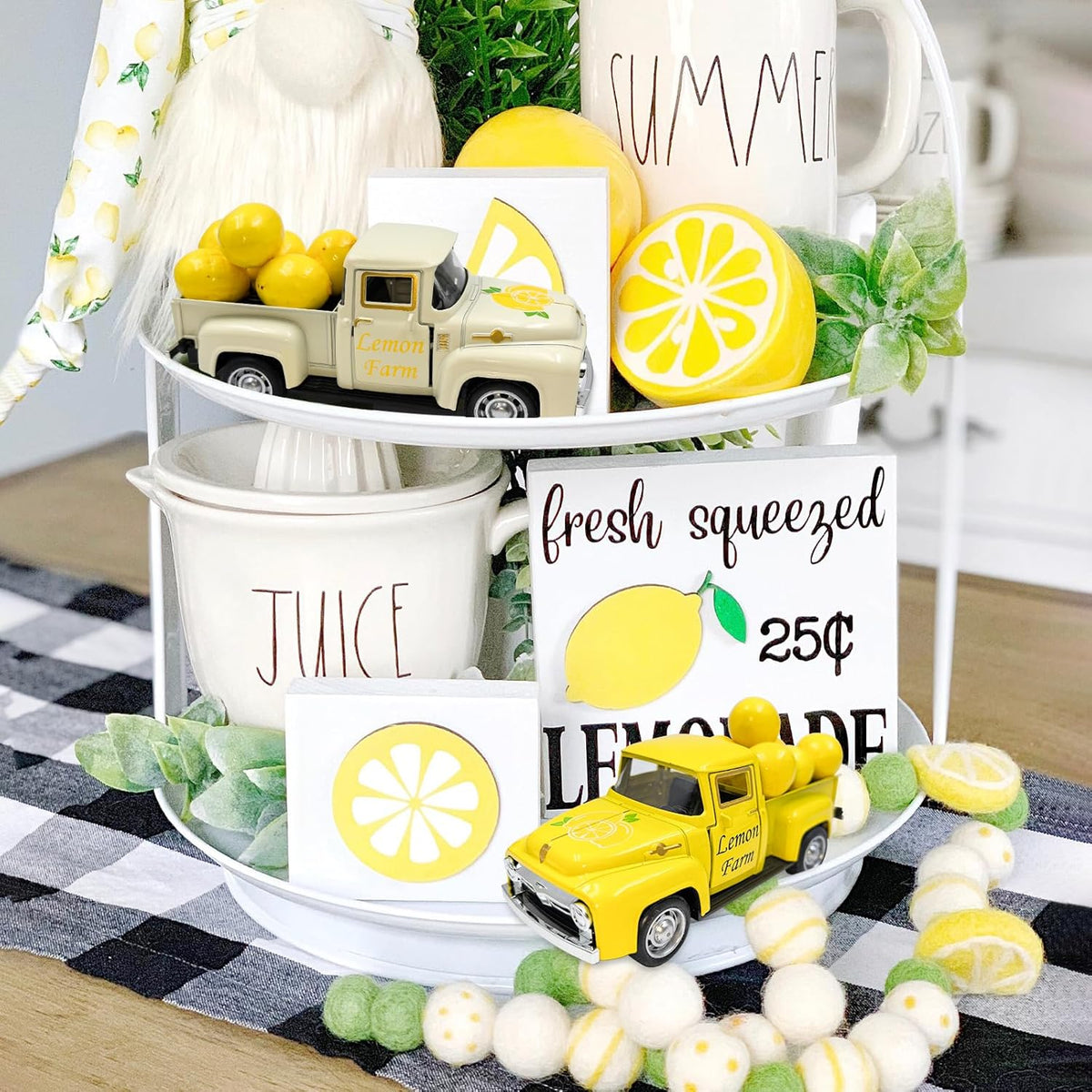 Skiennix Lemon Decor - Mini Fake Lemons for Home & Kitchen | Farmhouse Tabletop Centerpiece, Cream