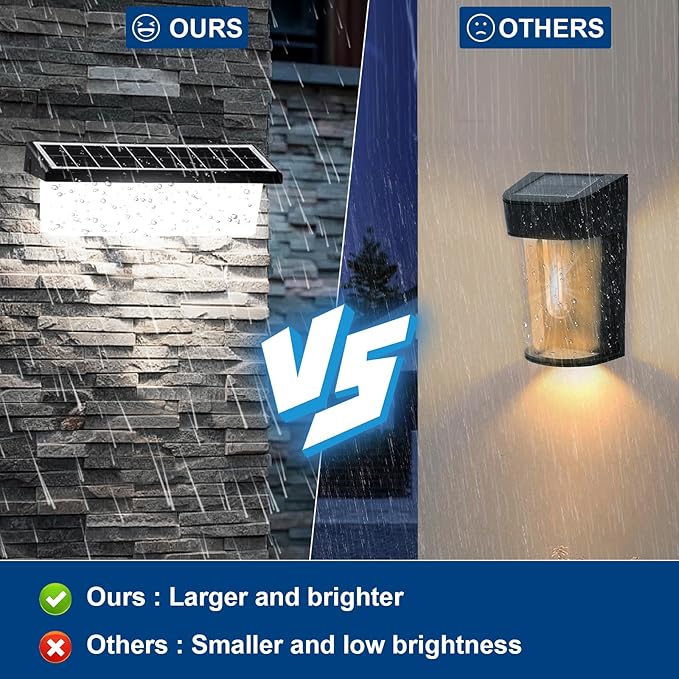 EMANER Solar Flood Light Motion Sensor, 2500LM Bright 3 Lighting Modes Solar Wall Light Cordless, Dusk to Dawn Modern Wall Sconce Solar Step Light Outdoor for Patio Backyard Driveway (2-Pack)