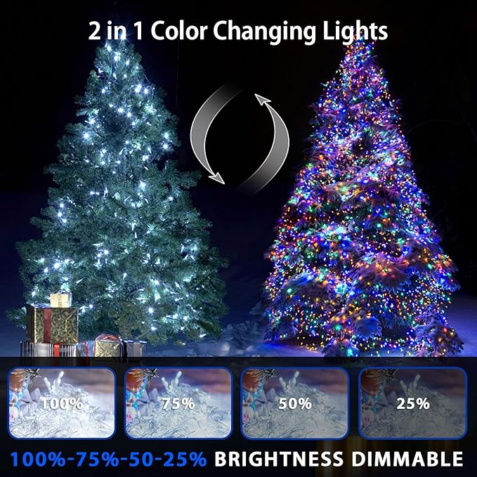 JMEXSUSS 200LED 66Ft Connectable Christmas Lights Indoor Outdoor Clear Wire | White to Multicolor String Lights | Twinkle Fairy Light Plug in for Bedroom Classroom Wedding Tree Patio Xmas Decor