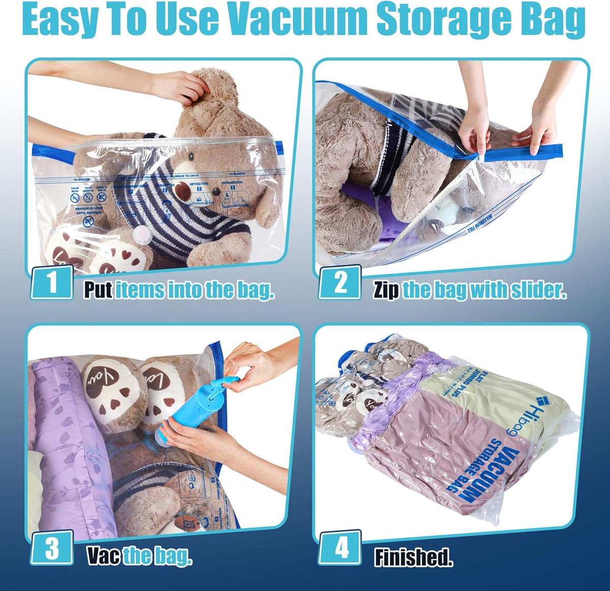 Skiennix Vacuum Storage Bags - Jumbo & XXL Extra Large Seal Bags for Bedding, Blankets & Clothing (3J+3XXL)