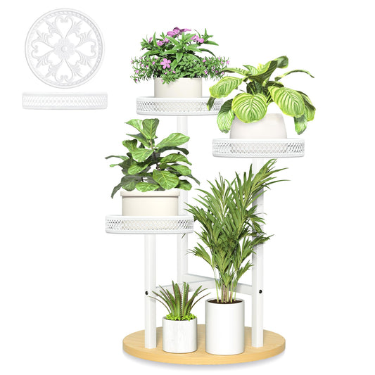 NQW Tall Plant Stand Indoor Outdoor, Corner 3 Tier Metal Flower Pot Stands,Heavy Duty Plant Shelf for Living Room Bedroom Balcony