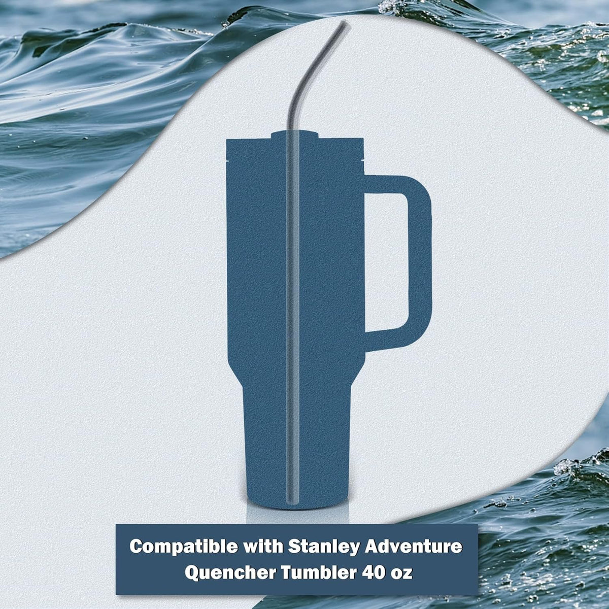 Stanley Quencher 40oz Tumbler Straws - 6 Metal Stainless Steel Replacement Straws | 12-Inch Extra Long & Reusable (3 Straight & 3 Bent)