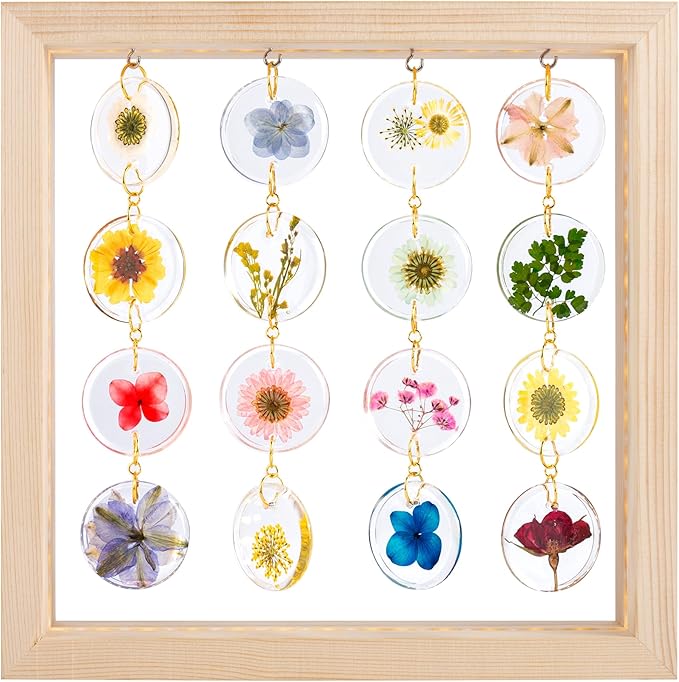 SMUK Handmade Dried Flower LED Desk Lamp, 3 Way Dimmable Cute Pressed Flower Bedside Lamp with Wooden Frame for Desk, Table, Bedroom, Living Room, Office, Aesthetic Cute Table Lamp