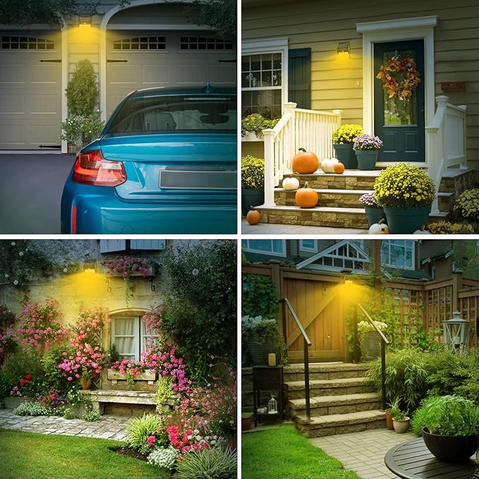 2 Pack Outdoor Solar Motion Lights - 3 Modes/100LED Wireless, IP65 Waterproof Solar Security Lights with Motion Sensor for Front Door, Backyard, Garage, Deck (Warm White)