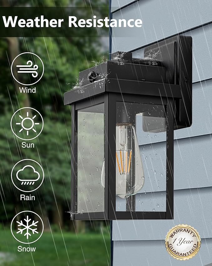 Motion Sensor Outdoor Wall Lights, Dusk to Dawn Front Porch Light Fixture, Patio Wall Lantern, Exterior Sconce Lighting Wall Mount for House, 2 Packs
