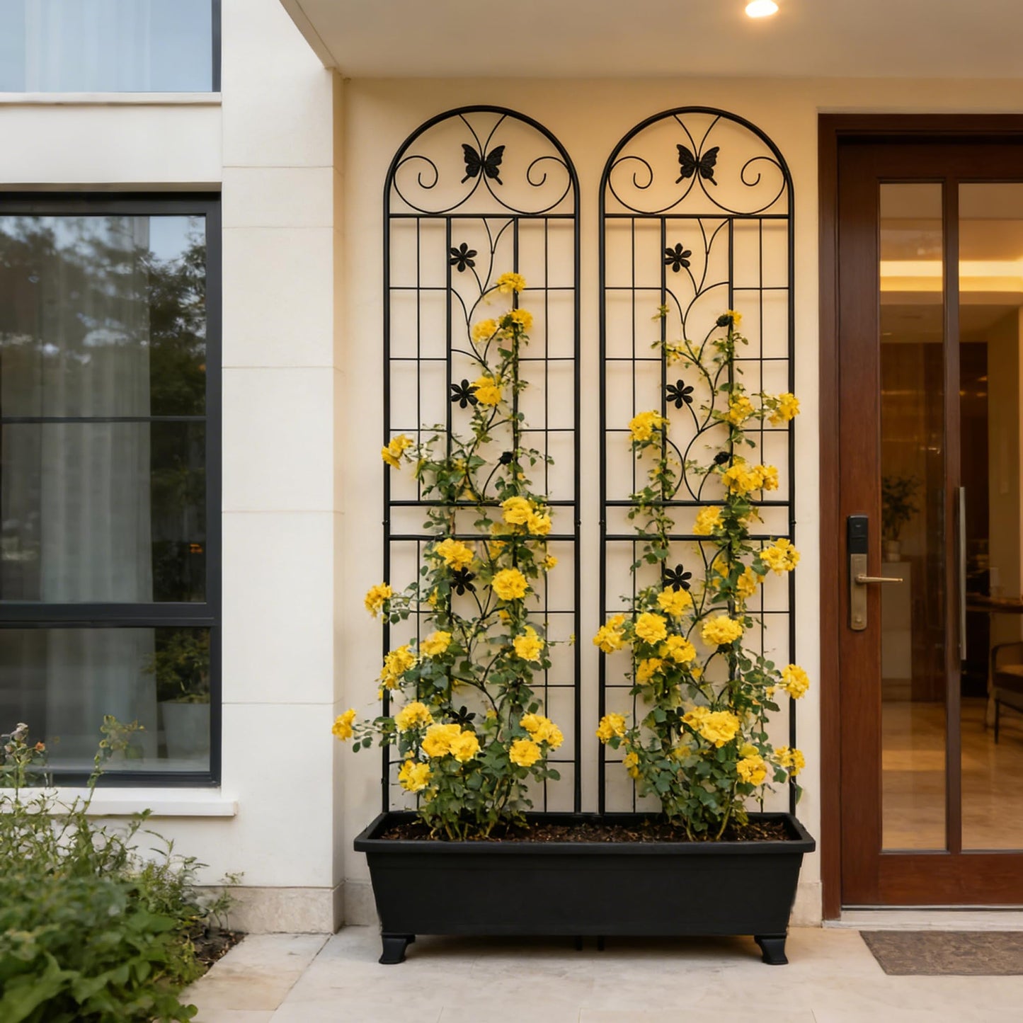 2 Pack Metal Garden Trellis 86.7" x 19.7", Rustproof Plant Support for Climbing Plants, Outdoor Flower Support for Vines Roses Vegetables, Easy Assembly, Black