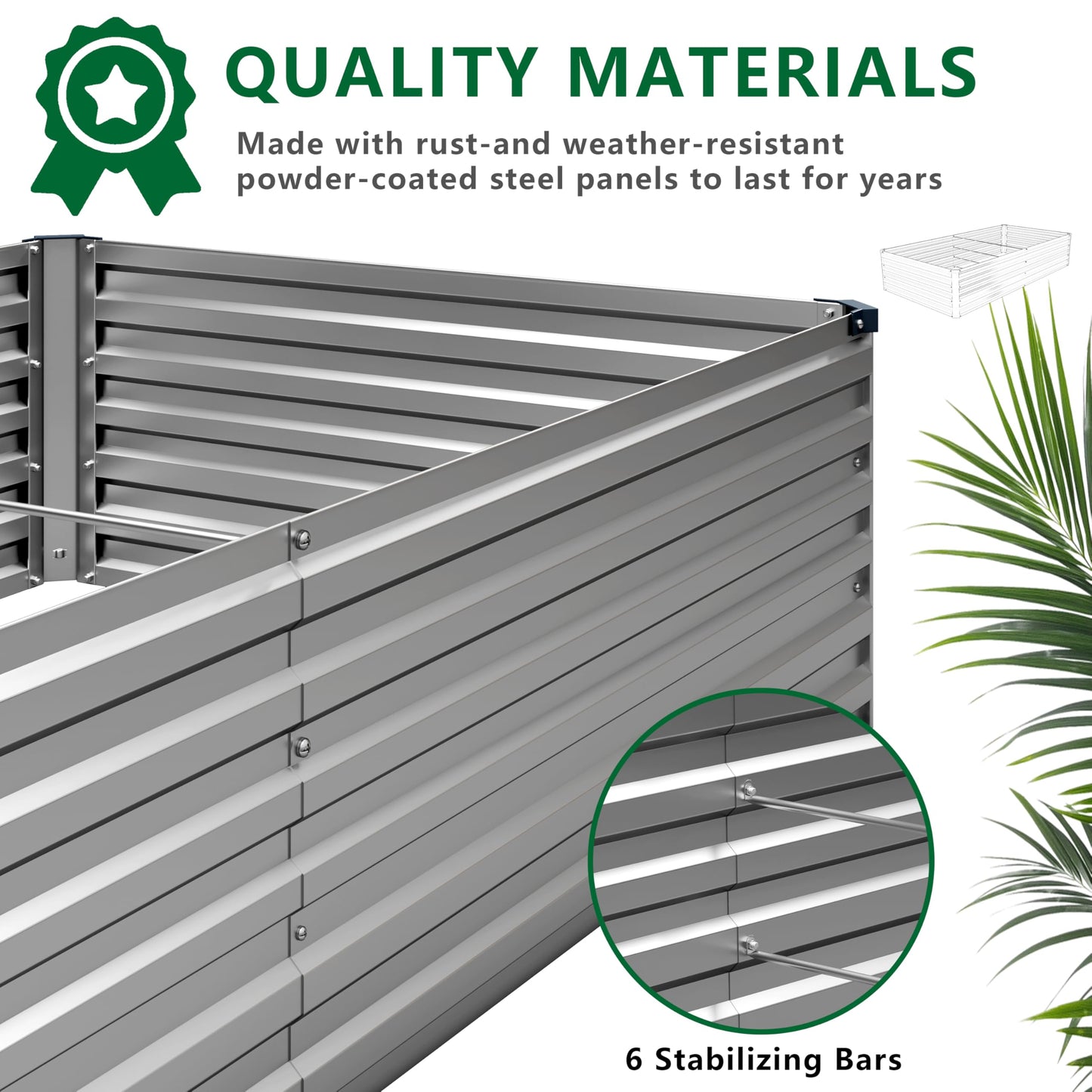 MGNO 12x2x1.5FT Galvanized Raised Garden Bed-Outdoor Planter Box for Vegetables-Metal Garden Bed,RRectangle Planting Box for Herb,Flower
