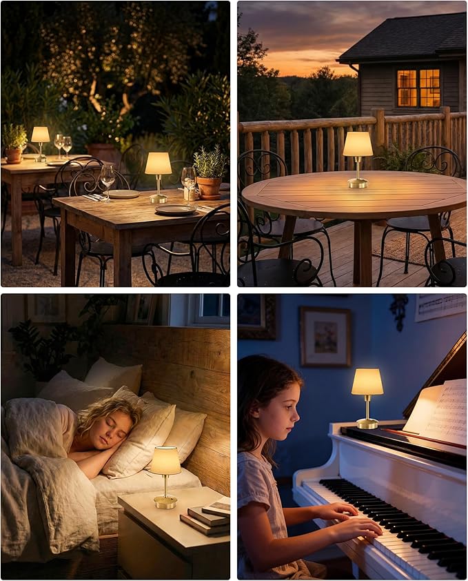 UMEXUS Small Cordless Table Lamp, 5200mAh Battery Operated Touch Lamps for Restaurant Dinner Table, Rechargeable Dimmable Portable Night Light for Bedside Dining Room Patio Kitchen Outdoor Décor