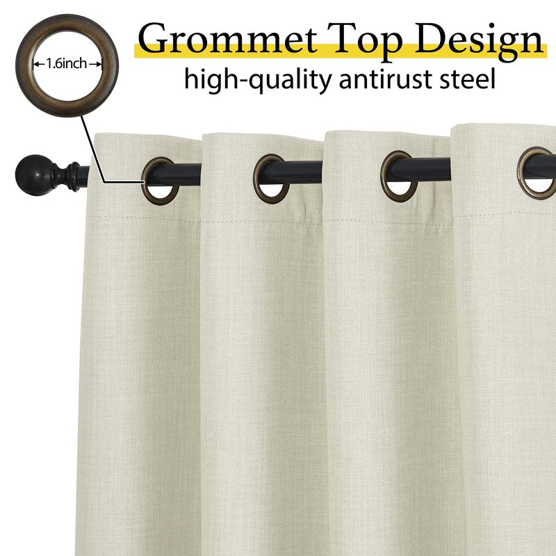 NICETOWN 24 inch Long Blackout Tiers, Farmhouse Grommet Half Window Curtains, Light Block Small Window Valances for Kitchen Cupboard, Covering for Bathroom, W34 x L24, Natural, 2 Panels