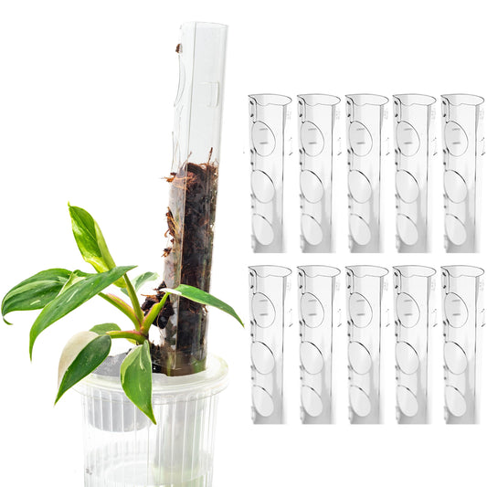 THICCLY V3 GrowPole Small 10 Pcs - Front Opening Plastic Moss Poles for Climbing Plants, D-Shaped Moss Pole for Monstera Plant Support Plant Climbing Pole, Plastic Plant Pole Support for Philodendron