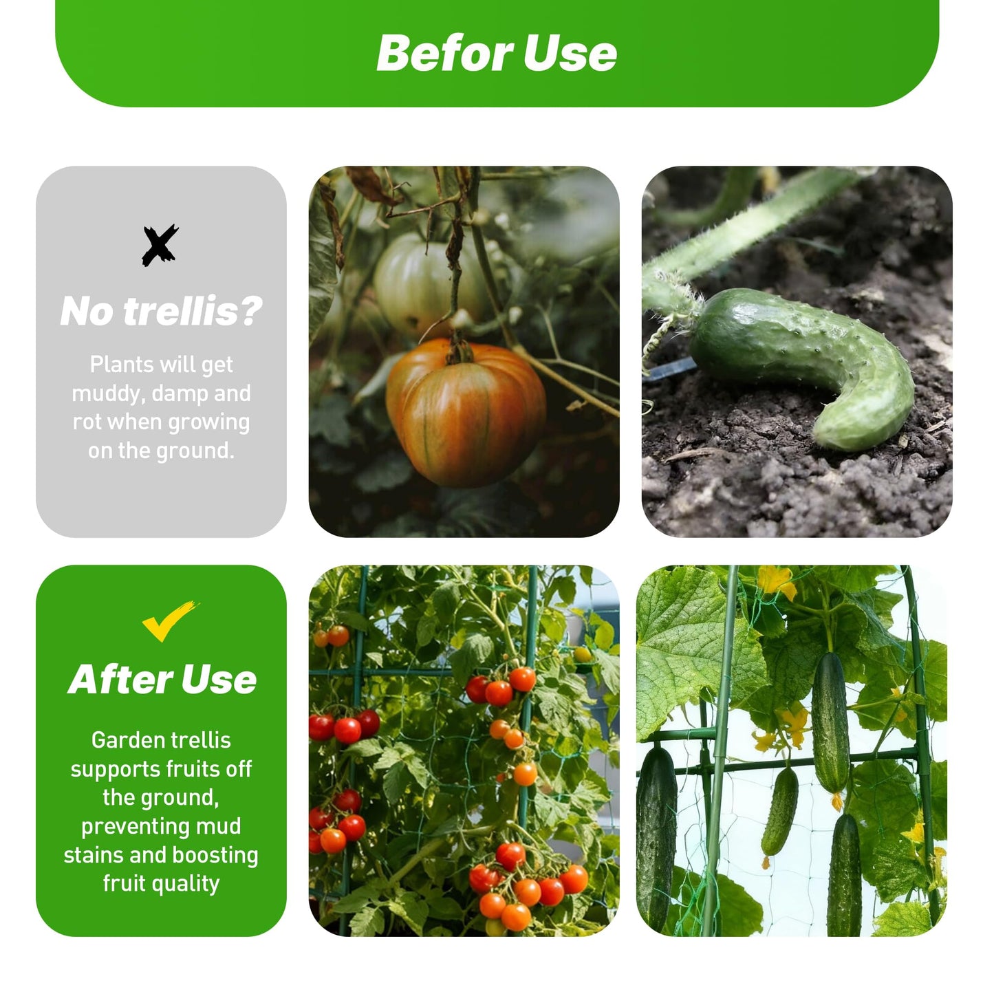 Cucumber Trellis, Garden Trellis U-Shape Plant Support for Climbing Plants Metel Arch with Netting for Raised Garden Bed Outdoor Cucumbers, Tomatoes, Vine Climbing Plant(47.2''X32''x47.2''(LxWxH))