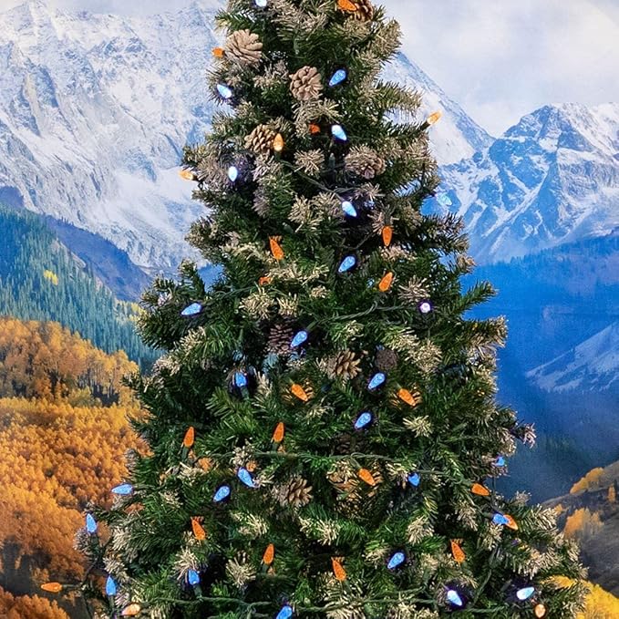 Novelty Lights 24FT 70 LED C6 Christmas String Lights, Outdoor Commercial Grade Tree Decorations, Permanent LED Lights (Blue/Orange)