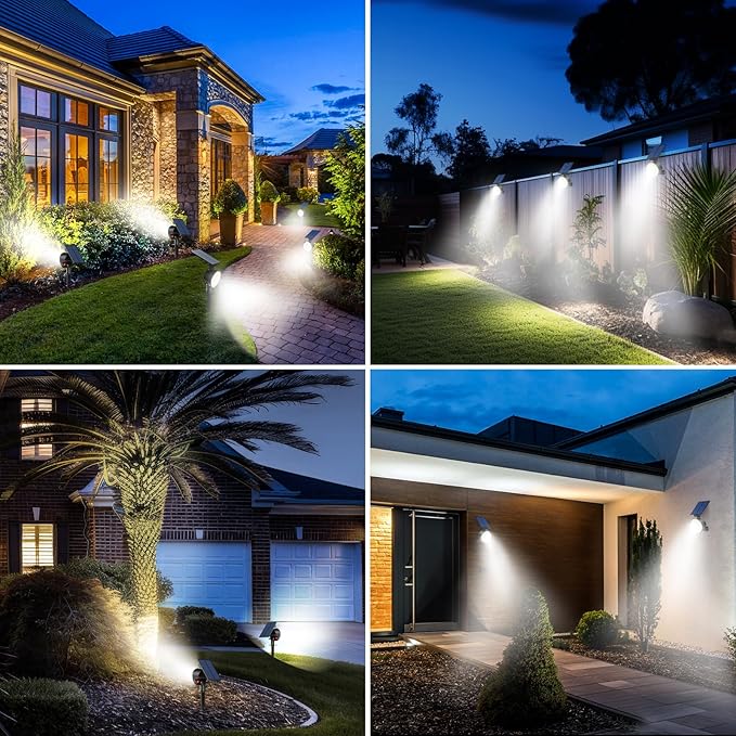nipify 1 Pack Solar Spot Lights Outdoor Waterproof with 3 Modes, Solar Spotlight Light for Outside Yard Landscape Lighting Pathway Lights Wall, Cool White
