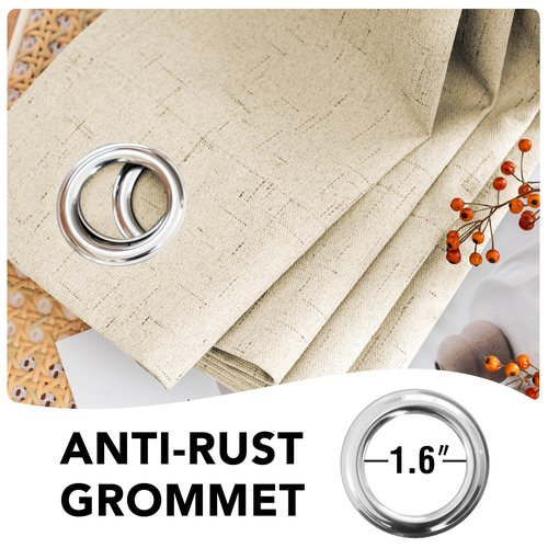 H.VERSAILTEX 100% Blackout Curtains for Bedroom Thermal Insulated Linen Textured Curtains Heat and Full Light Blocking Drapes Living Room Curtains 2 Panel Sets, Bleached Sand, 52x54 Inch