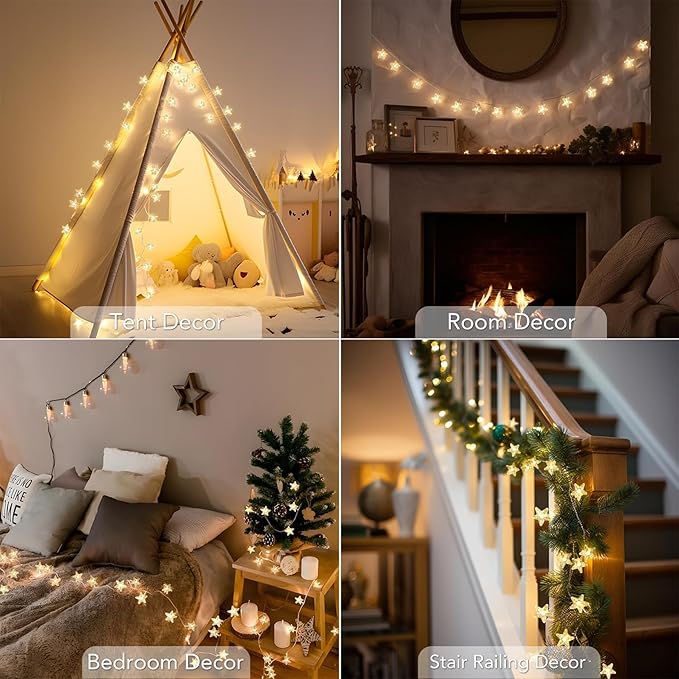 ITICdecor Christmas Lights Battery Operated Star Fairy String Lights Twinkle Lights 30 LED Christmas String Lights for Room Party Wedding Holiday Decorations